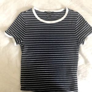 Stripped dark blue/black ribbed women’s tee shirt